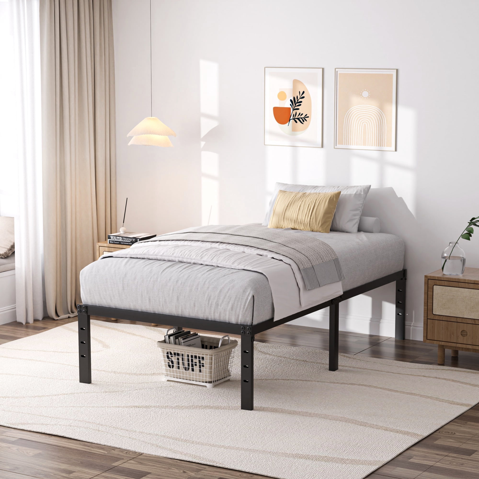 High Frame TWIN XL Bed Frame, 14 In High Bed Frame Mattress Foundation, Easy To ...