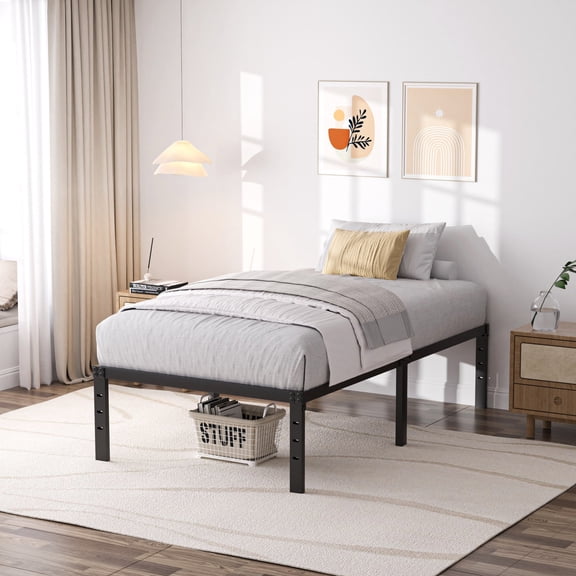 TWIN XL Bed Frame, 14 In High Bed Frame Mattress Foundation, Easy To Assemble