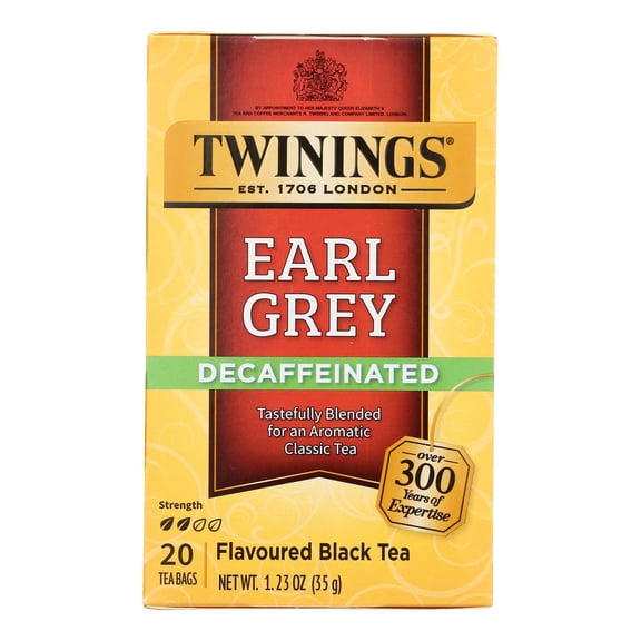 TWINING TEA - Decaffeinated Earl Grey Tea Bags for Refreshing Brews - 20 BG, Case of 6