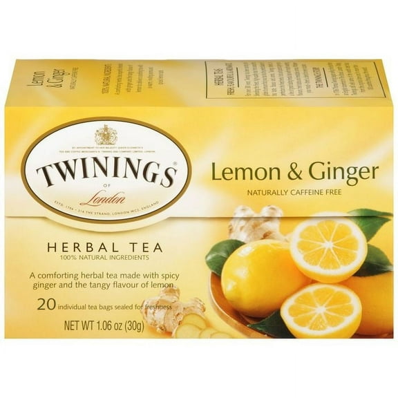 TWINING TEA LEMON & GINGER, 20 BG (Pack of 6)