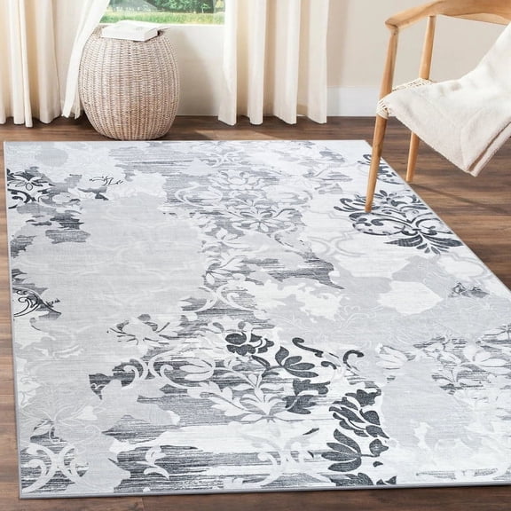 TWINNIS 4'x6'Abstract Rug Living Room Area Rug Soft Carpet for Bedroom,Light Gray