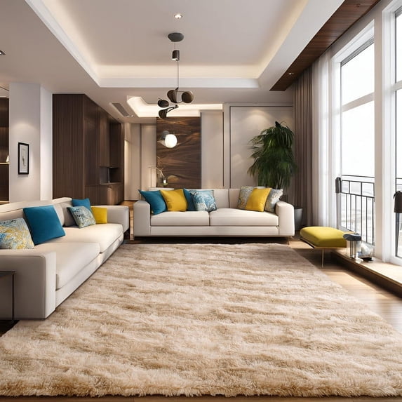 TWINNIS 4'x6'Area Rug Soft Fluffy Area Rugs for Living Room Bedroom Carpet,03-Khaki