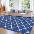 thumbnail image 1 of TWINNIS 4'x6' Area Rug Geometric Non Slip Fluffy Carpet,Soft Plush Polyester Rug for Living Room Bedroom,Indigo White, 1 of 9
