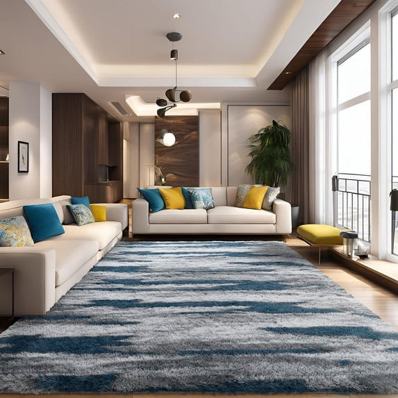 TWINNIS 5'x8'Area Rug Soft Fluffy Area Rugs for Living Room Bedroom Carpet,02-Blue