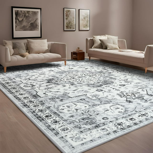 TWINNIS 5'x8'Area Rugs for Living Room Washable Rugs Boho Area Rug Non-Slip Carpet,Gray
