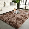 thumbnail image 1 of TWINNIS Abstract Shag Area Rug for Bedroom Living Room,Dyeing Fluffy Soft Carpets for Kids Room,4'x6',Coffee, 1 of 7