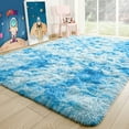 thumbnail image 1 of TWINNIS Abstract Shag Rug For Bedroom,Dyeing Fluffy Carpets for Kids,5'x8',Blue, 1 of 7