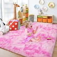 thumbnail image 1 of TWINNIS Abstract Shag Rug For Bedroom,Dyeing Fluffy Carpets for Kids,5'x8',Pink, 1 of 7