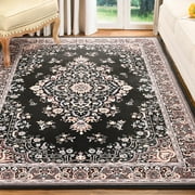 TWINNIS Area Rug Flowers Boho Design Rug for Living Room,Bedroom,5x7,Black