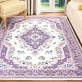 thumbnail image 1 of TWINNIS Area Rug Flowers Boho Design Rug for Living Room,Bedroom,5'x7',Purple, 1 of 7