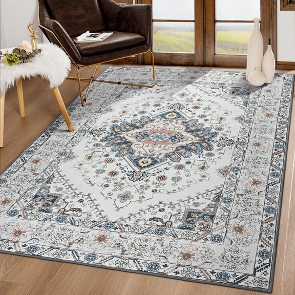 TWINNIS Area Rug for Living Room Persian Rug Vintage Boho Carpet for Bedroom,Beige,5'x8'