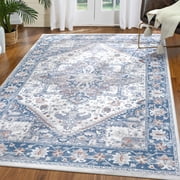 TWINNIS Boho Area Rug Soft Indoor Living Room Carpet,Light Blue Bohemian Rug for Bedroom,4x6Non-Slip Washable Decorative Rug