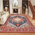 thumbnail image 1 of TWINNIS Boho Area Rug Soft Indoor Living Room Carpet,Red Bohemian Rug for Bedroom,8'x10'Non-Slip Washable Decorative Rug, 1 of 7