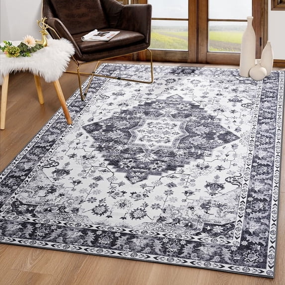 TWINNIS Boho Rug for Living Room Persian Rug Vintage Rug Boho Carpet for Bedroom,Gray,4'x6'