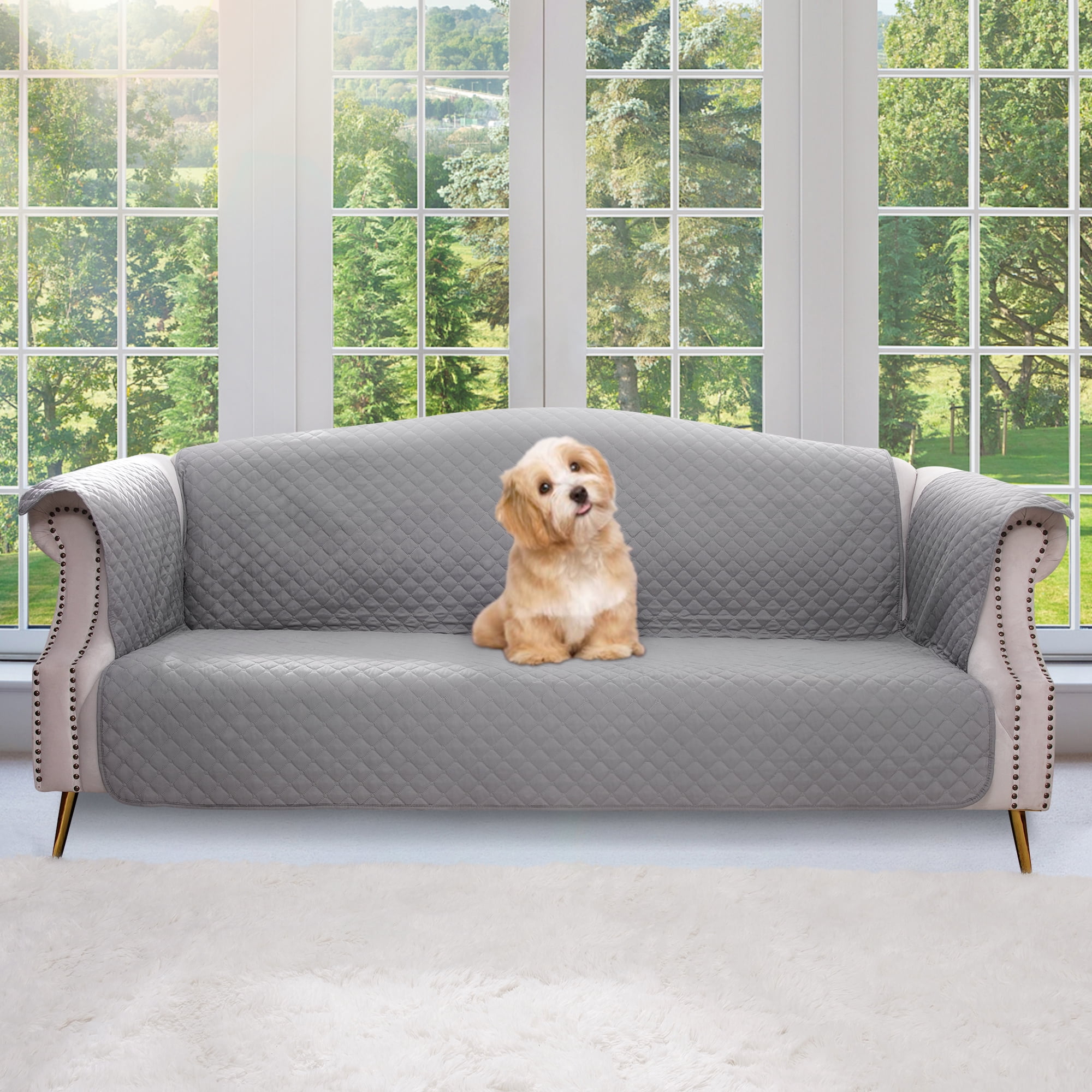 TWINNIS Couch Cover Non Slip Couch Sofa Cover Waterproof Furniture Protector Cover for Pets and Kids 3 Seater Sofa Light Gray Walmart