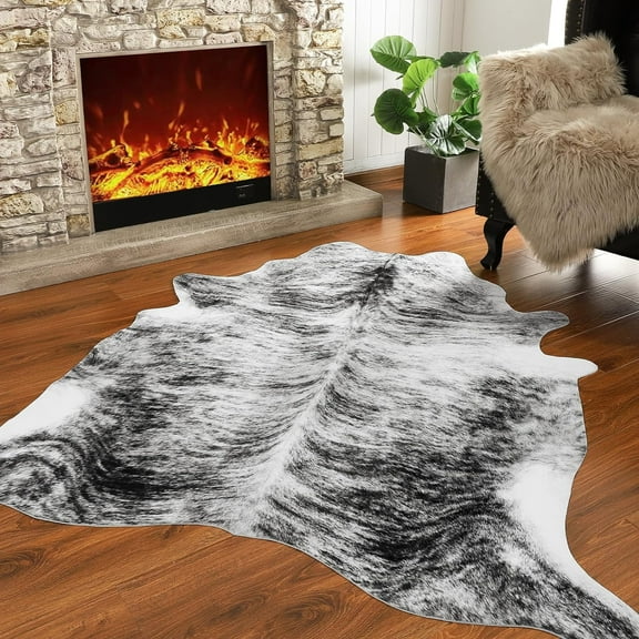TWINNIS Cowhide Rug Faux Leather Rug Animal Print Rug, Carpet For Bedroom, Home Office, Living Room, Home Decor Mat,2.3ft×3.6ft,LE1-19