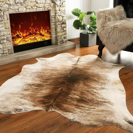 TWINNIS Cowhide Rug Faux Leather Rug Animal Print Rug, Carpet for Bedroom, Home Office, Living Room, Home Decor Mat,2.3ft×3.6ft,LE1-14