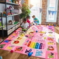 thumbnail image 1 of TWINNIS Kids Play Rug Animal Carpet ABC Educational Rug Mat Kids Area Rug for Playroom,Bedroom,Nursery Room,6'X9',Pink, 1 of 7