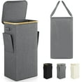 thumbnail image 1 of TWINNIS Laundry Hamper with Lid, 100L Large Tall Clothes Basket Bin with Handles, Collapsible Laundry Hamper for Bedroom, Bathroom, Dorm, Laundry Room ,Gray, 1 of 7