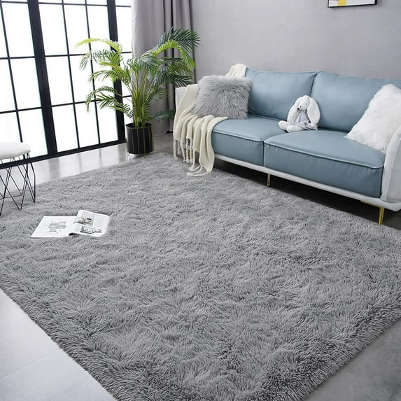 TWINNIS Luxury Fluffy Rugs Ultra Soft Shag Rug Carpet for Bedroom Living Room,Kids Room, Nursery,4x5.3 Feet,Gray