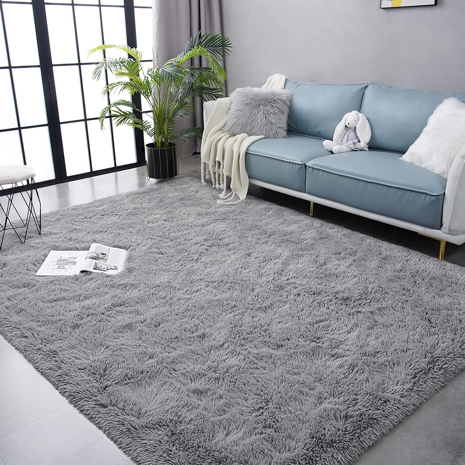 Super Soft Shaggy Rugs Fluffy Carpets 4x5.9 Feet, Indoor Modern