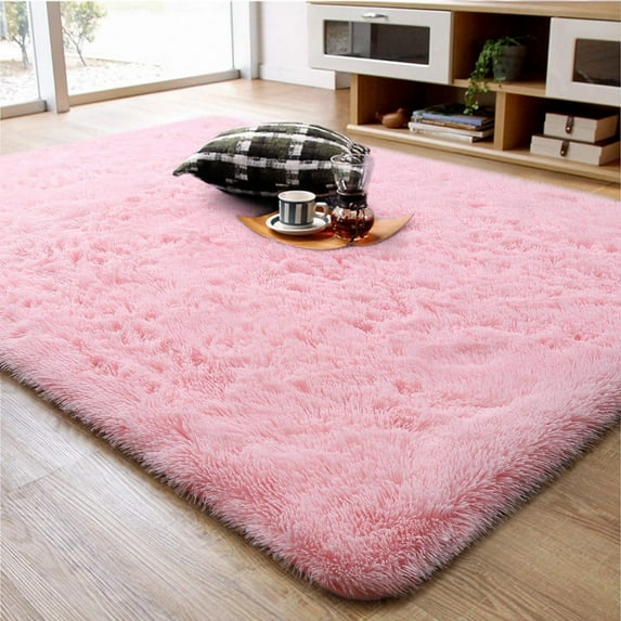 TWINNIS Luxury Fluffy Rugs Ultra Soft Shag Rug Carpet for Bedroom Living Room,Kids Room, Nursery,4x5.3 Feet,Pink