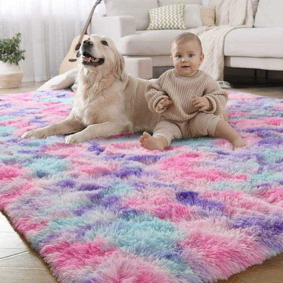 TWINNIS Night Shaggy Area Rug Bed Side Plush Fluffy Carpets for Bedroom, Living Room,3'X5',Hot Pink