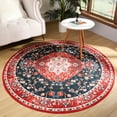 thumbnail image 1 of TWINNIS Round Boho Rug for Living Room Persian Rug Vintage Round Area Carpet for Bedroom,Red,5'x5', 1 of 7