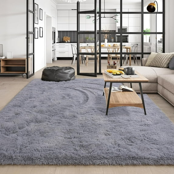 TWINNIS Shag Area Rug,9'x12'Soft Fluffy Area Rugs for Living Room Bedroom Kids Room Carpet,Gray