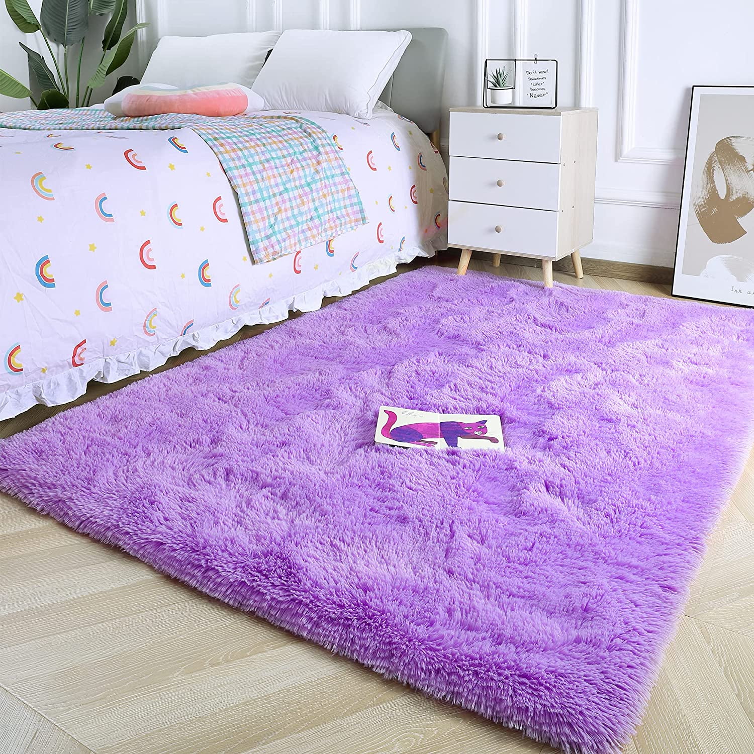 TWINNIS Shaggy Fuffly Area Rugs Super Soft Kids Carpet for Bedroom