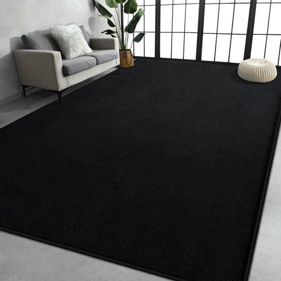 TWINNIS Soft Area Rug Modren Rugs for Living Room Memory-Foam Carpets,Softness Rugs for Bedroom,Black,5'x7'