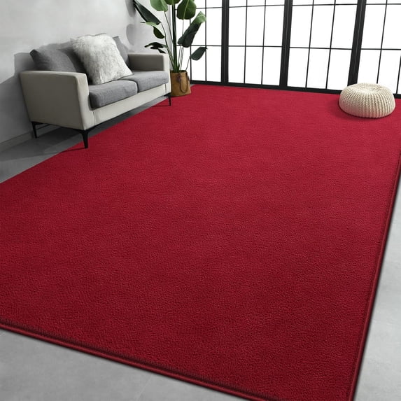 TWINNIS Soft Area Rug Modren Rugs for Living Room Memory-Foam Carpets,Softness Rugs for Bedroom,Dark Red,4'x6'