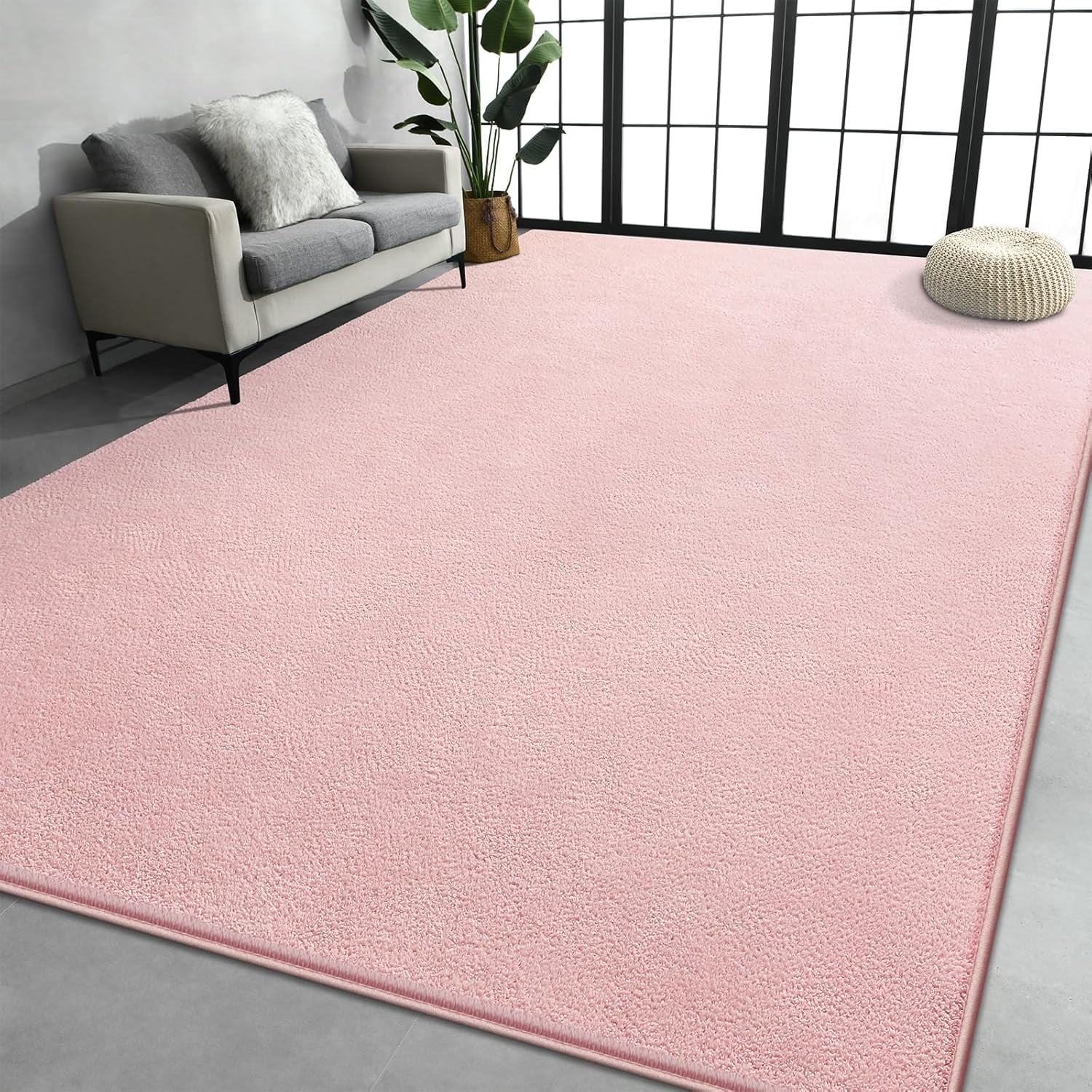 TWINNIS Soft Area Rug Modren Rugs for Living Room Memory-Foam Carpets,Softness Rugs for Bedroom,Pink,6'x9'