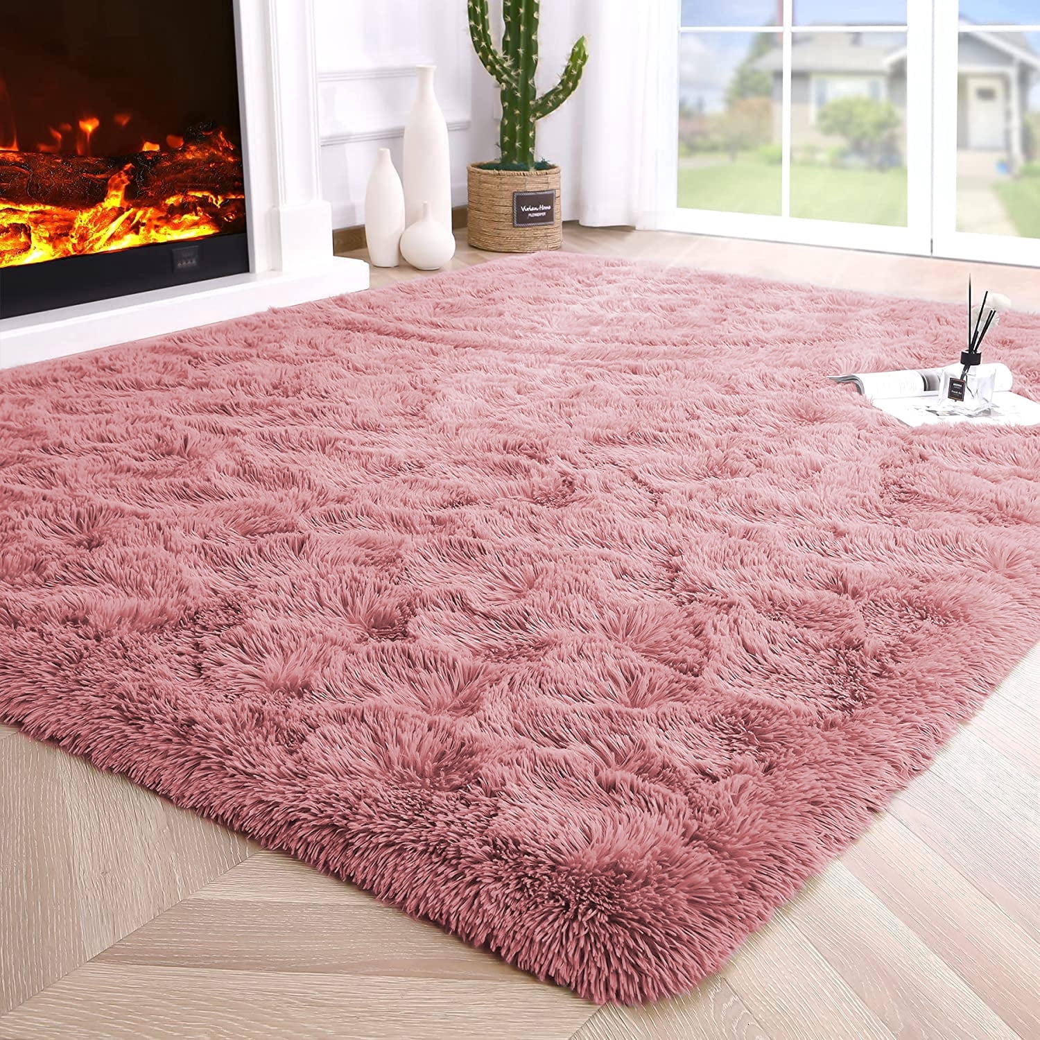 TWINNIS Soft Indoor Fluffy Area Rugs Shaggy Floor Carpets for Living Room Bedroom Nursery Room ,6'x9',Blush