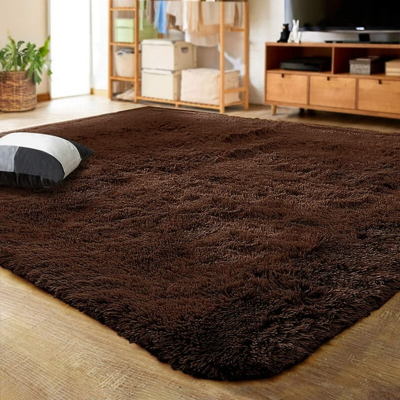 TWINNIS Soft Indoor Fluffy Area Rugs Shaggy Floor Carpets for Living Room Bedroom Nursery Room ,6'x9',Brown