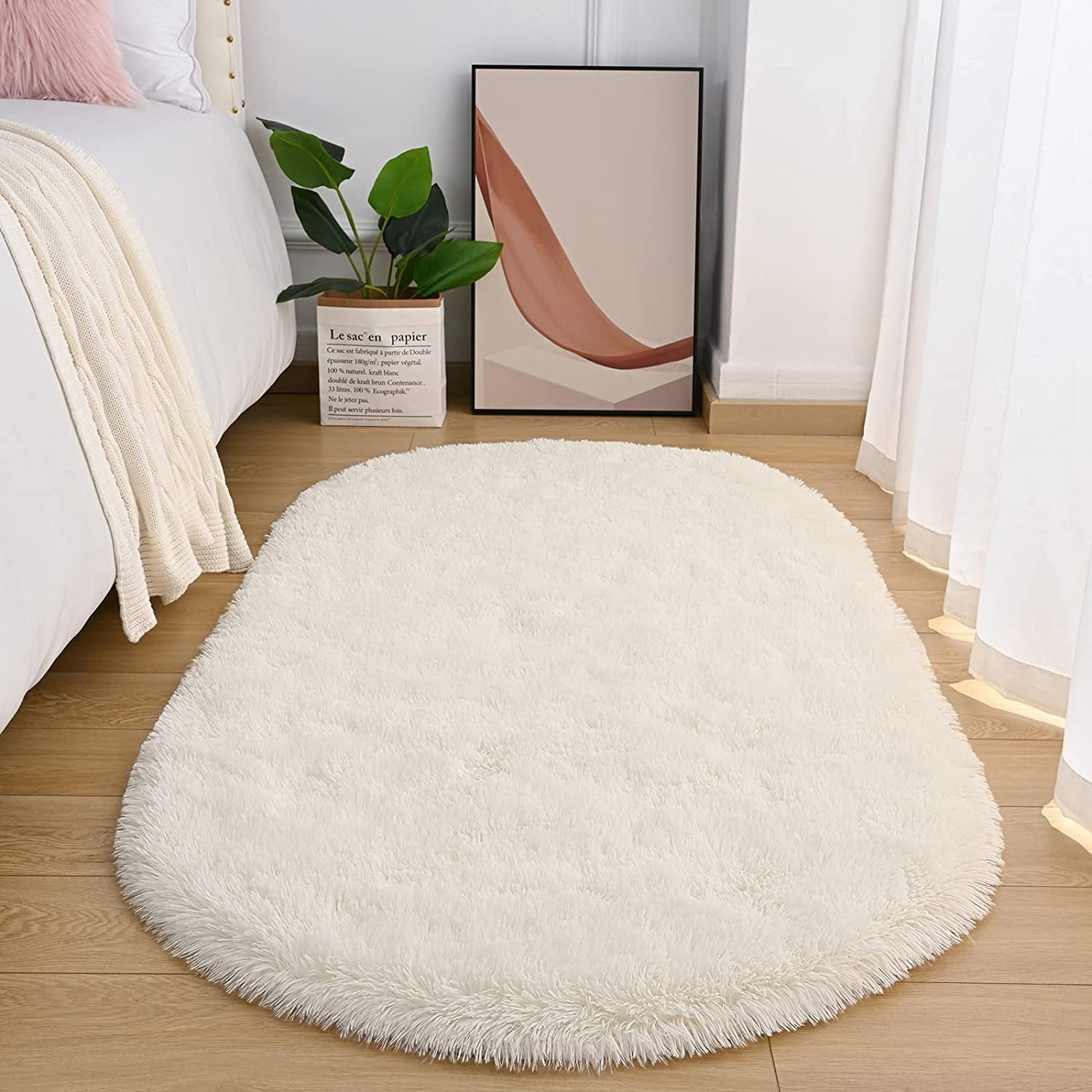 TWINNIS Super Fluffy Oval Area Rugs for Bedroom Living Room Nursery ...