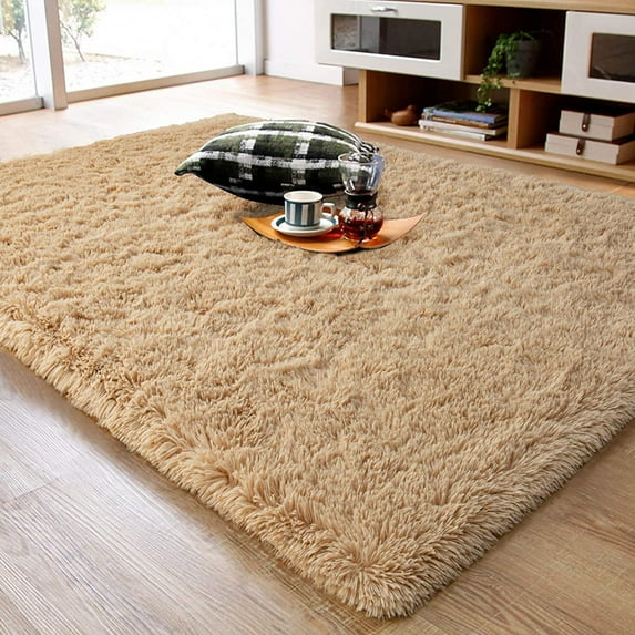 TWINNIS Super Soft Area Rug for Living Room Bedroom Shaggy Accent Carpets for Kids Girls Rooms,4'x5.3',Light Tan