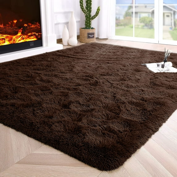 TWINNIS Super Soft Area Rug for Living Room Bedroom Shaggy Accent Carpets for Kids Girls Rooms,5'x8',Coffee