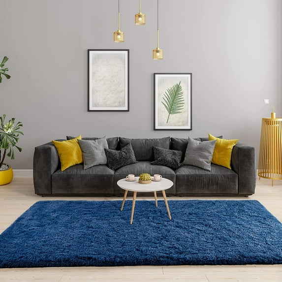TWINNIS Super Soft Area Rug for Living Room Bedroom Shaggy Accent Carpets for Kids Girls Rooms,5'x8',Indigo