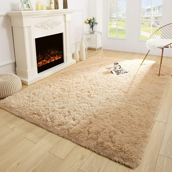 TWINNIS Super Soft Area Rug for Living Room Bedroom Shaggy Accent Carpets for Kids Girls Rooms,5'x8',Light Tan