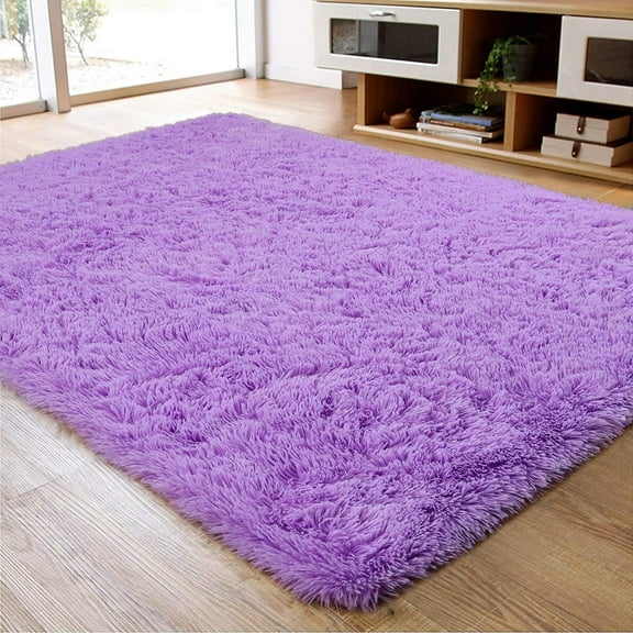 TWINNIS Super Soft Fluffy Carpets Shaggy Area Rugs For Living Room Bedroom Nursery Room,4'x5.3',Purple
