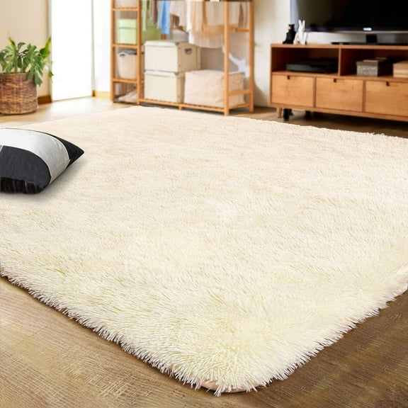 TWINNIS Super Soft Fluffy Carpets Shaggy Area Rugs For Living Room Bedroom Nursery Room,6'x9',Cream