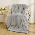 thumbnail image 1 of TWINNIS Super Soft Shaggy Long Faux Blanket, Washable Warm Throw Blanket for Couch Sofa Chair,50"x60",Light Gray, 1 of 7