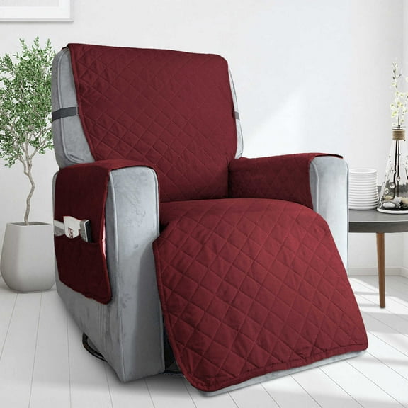 TWINNIS Waterproof Polyster Recline Chair Cover, Wine Red