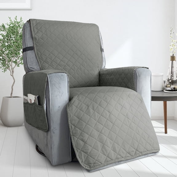 TWINNIS Waterproof Recliner Polyester Chair Sofa Slipcover, Light Gray