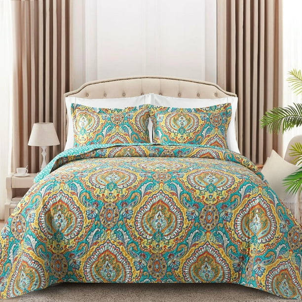 TWINRUN Bedspread Quilts Sets, BohoLightweight Comforter Set for