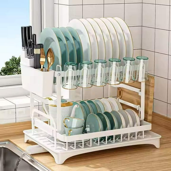 TWINS CHA & SAL Over Sink 2-Tier Dish Drying Rack, Kitchen Organizer Shelf, Storage Drainer - Dish Racks