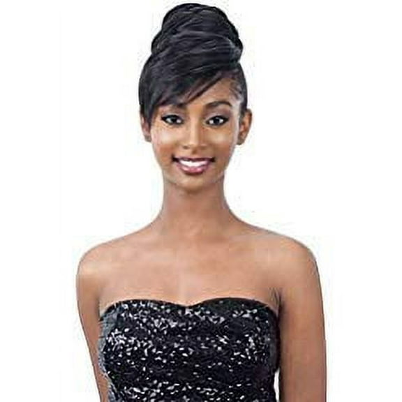 TWISTED BUN BANG (1B Off Black) - Freetress Equal Synthetic Bun & Swoop Side Bang