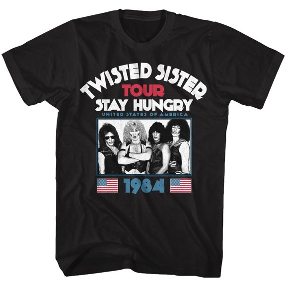 TWISTED SISTER STAY HUNGRY Adult Unisex T-shirt 2XT BLACK