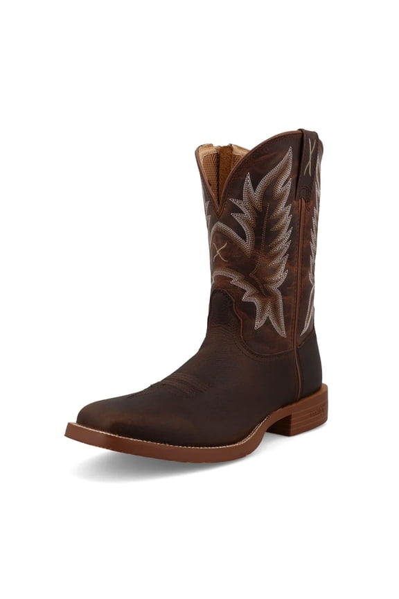 Adult Male 11in Tech X Tobacco Brown and Adobe Western Boots, Size: 12, Width: D